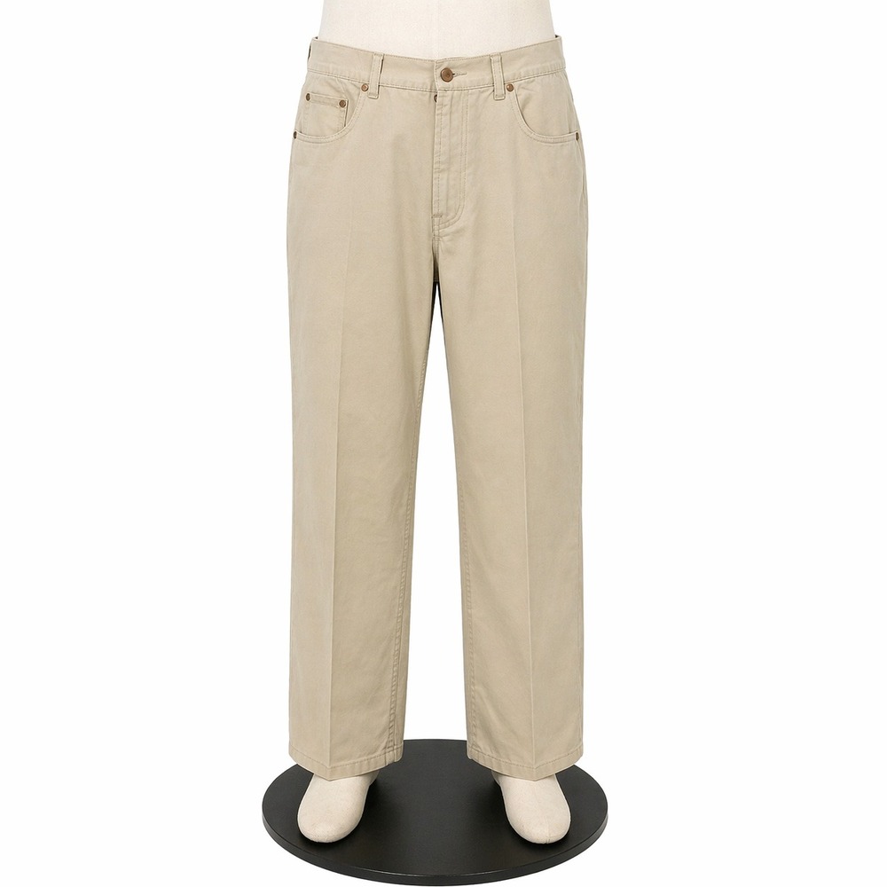 Faconnable Straight Leg Pants Mens 38 R Beige Khaki Cotton 5 Pocket Casual